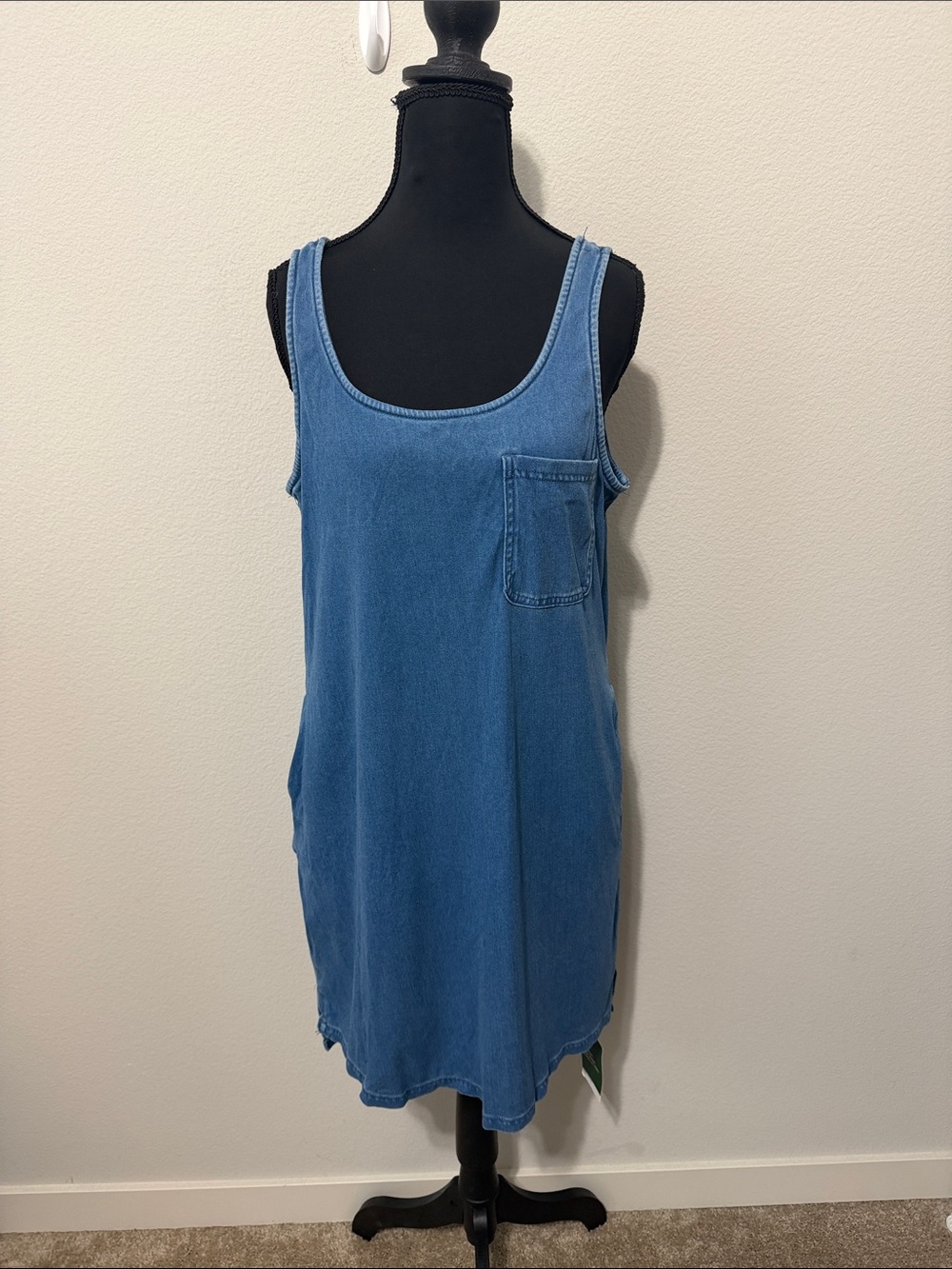 HALARA Flex Denim-Blue Sleeveless Pocket Mini Dress
